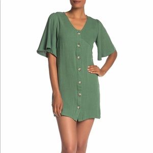 Button front linen dress
